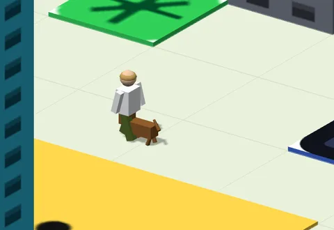 A person walking a dog on a lead