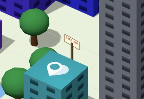 A little for-sale sign on an empty cell with a bird on it