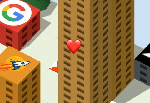 Hearts floating up from the squares