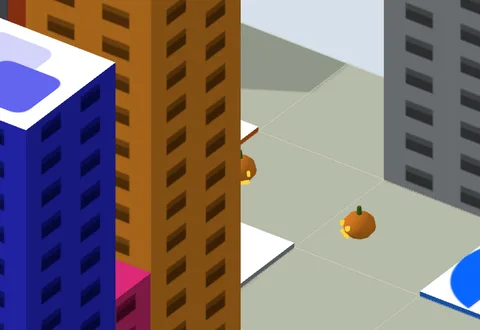 Pumpkins at the doors of the towers