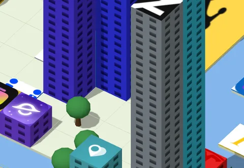 Favicon towers of different heights on the wall