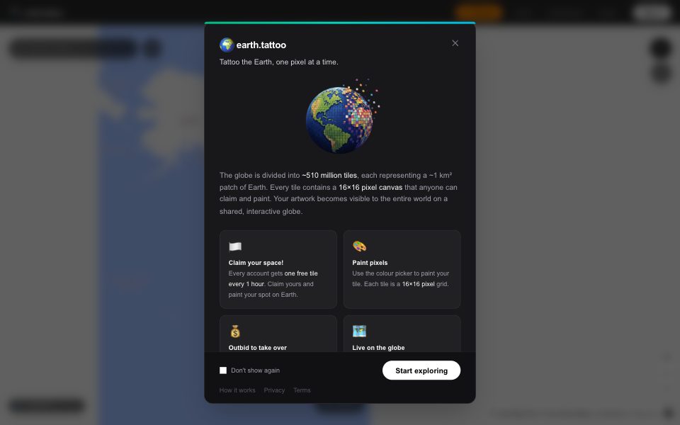 Screenshot of earth.tattoo (October 2026)