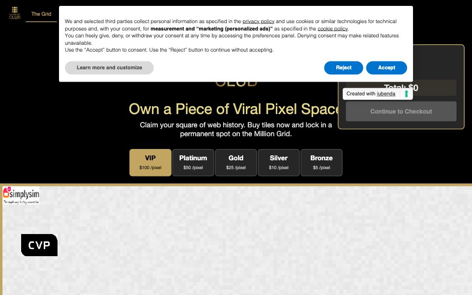 Screenshot of milliongridclub.com (October 2026)