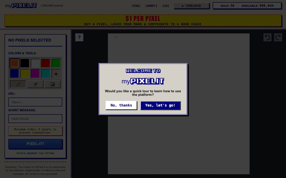 Screenshot of mypixelit.com (October 2026)