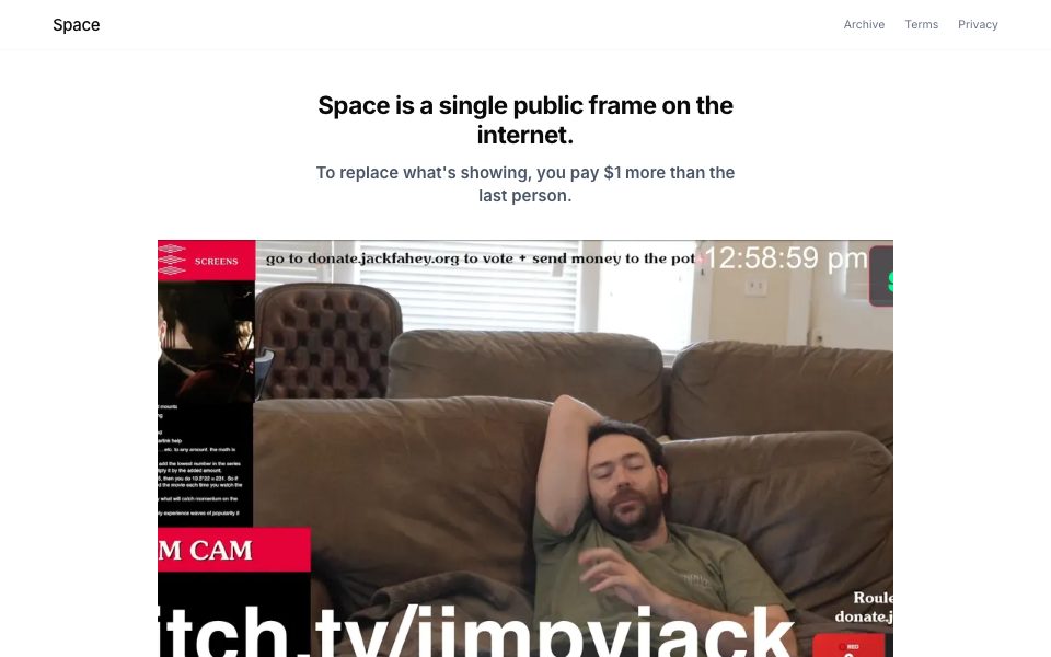Screenshot of spacefilled.com (October 2026)