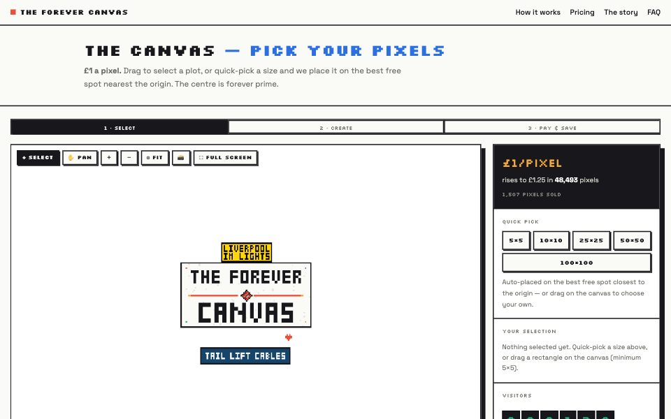 Screenshot of theforevercanvas.com (October 2026)
